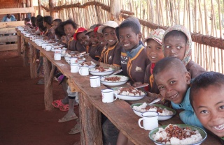 Children eating Mary's Meals in Madagascar