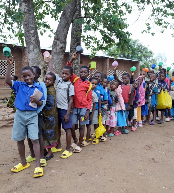 Children eating Mary's Meals in Malawi