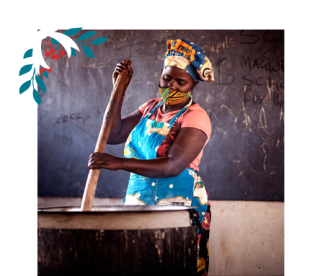 Una olla y una estufa para una escuela para la cocina de Mary's Meals.