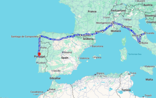 Image of Luigi's route through southern Europe.