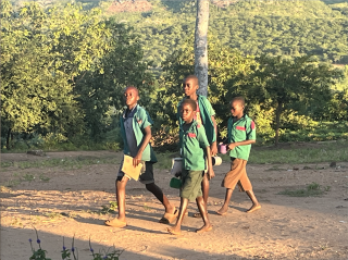 los niños caminando al colegio